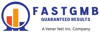 FastGMB Guaranteed Results logo featuring blue circle with red and yellow bar chart, Vener Net Inc. company branding